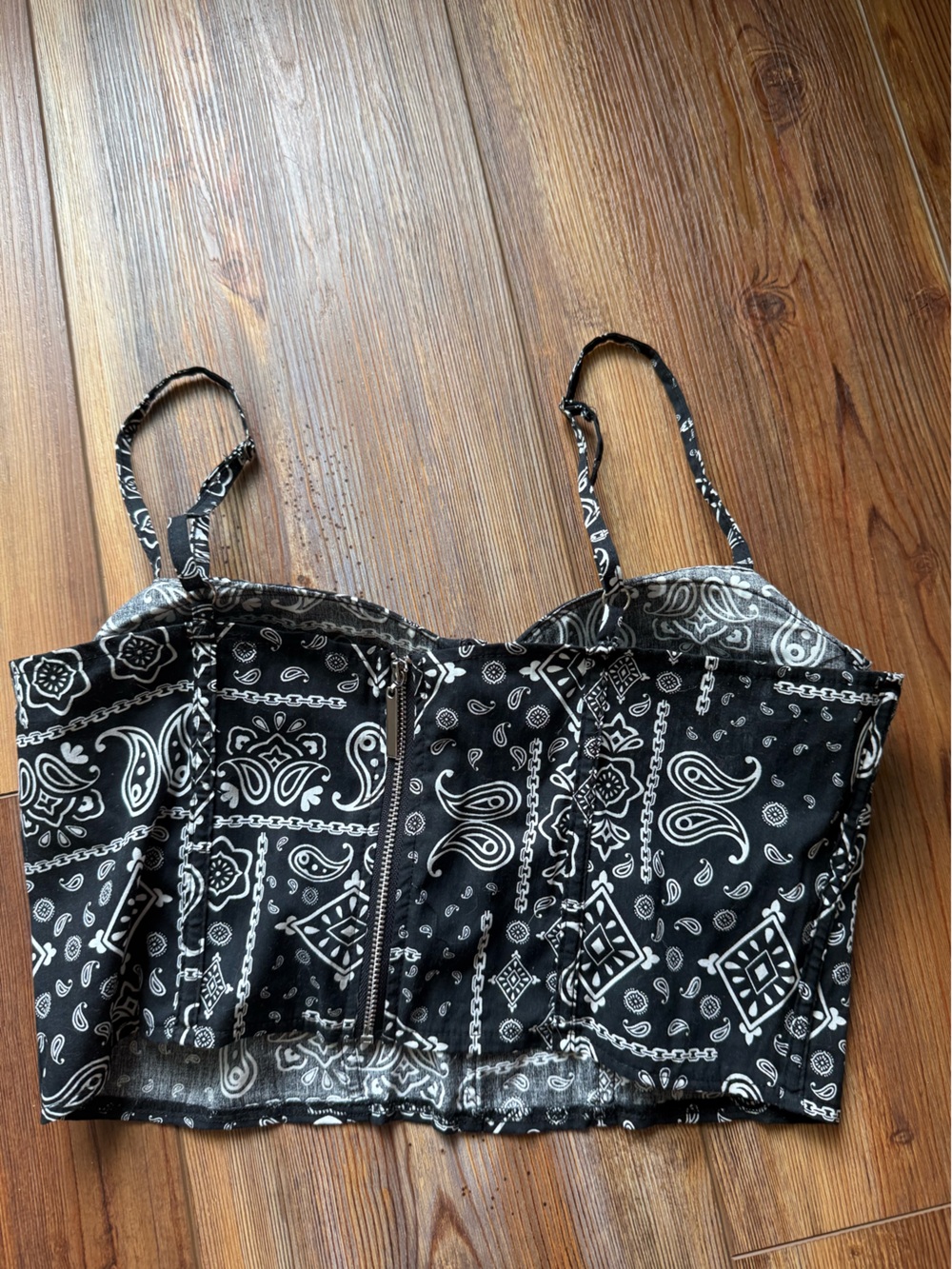 Say What? Black Bandana-Print Crop Bustier Top, festival, concert, summer - Picture 3 of 5